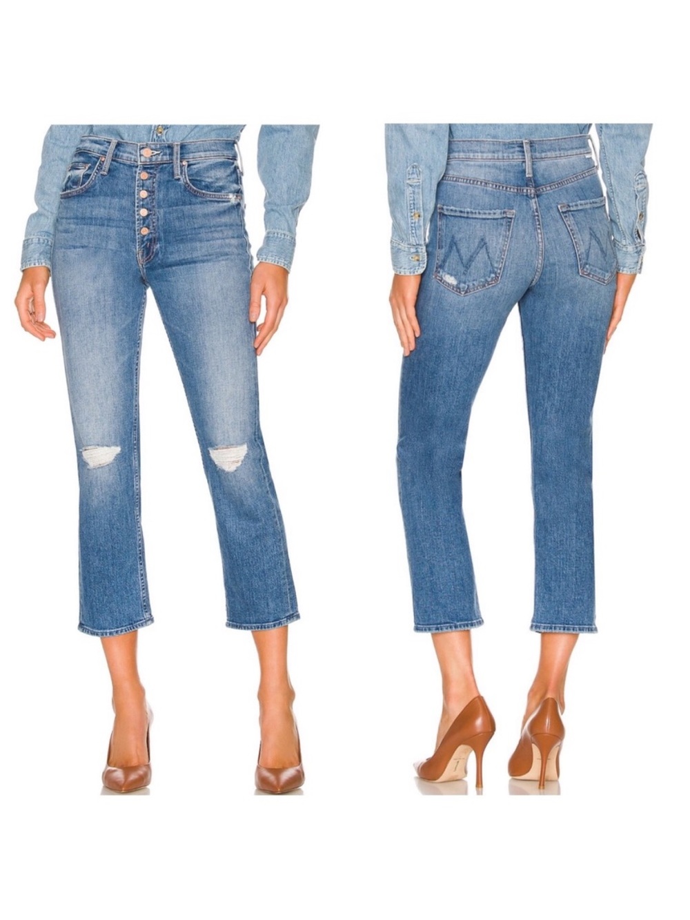 MOTHER Pixie Tomcat Crop Not Cut & Pasted Jeans Size 25 Raw Hem See Note